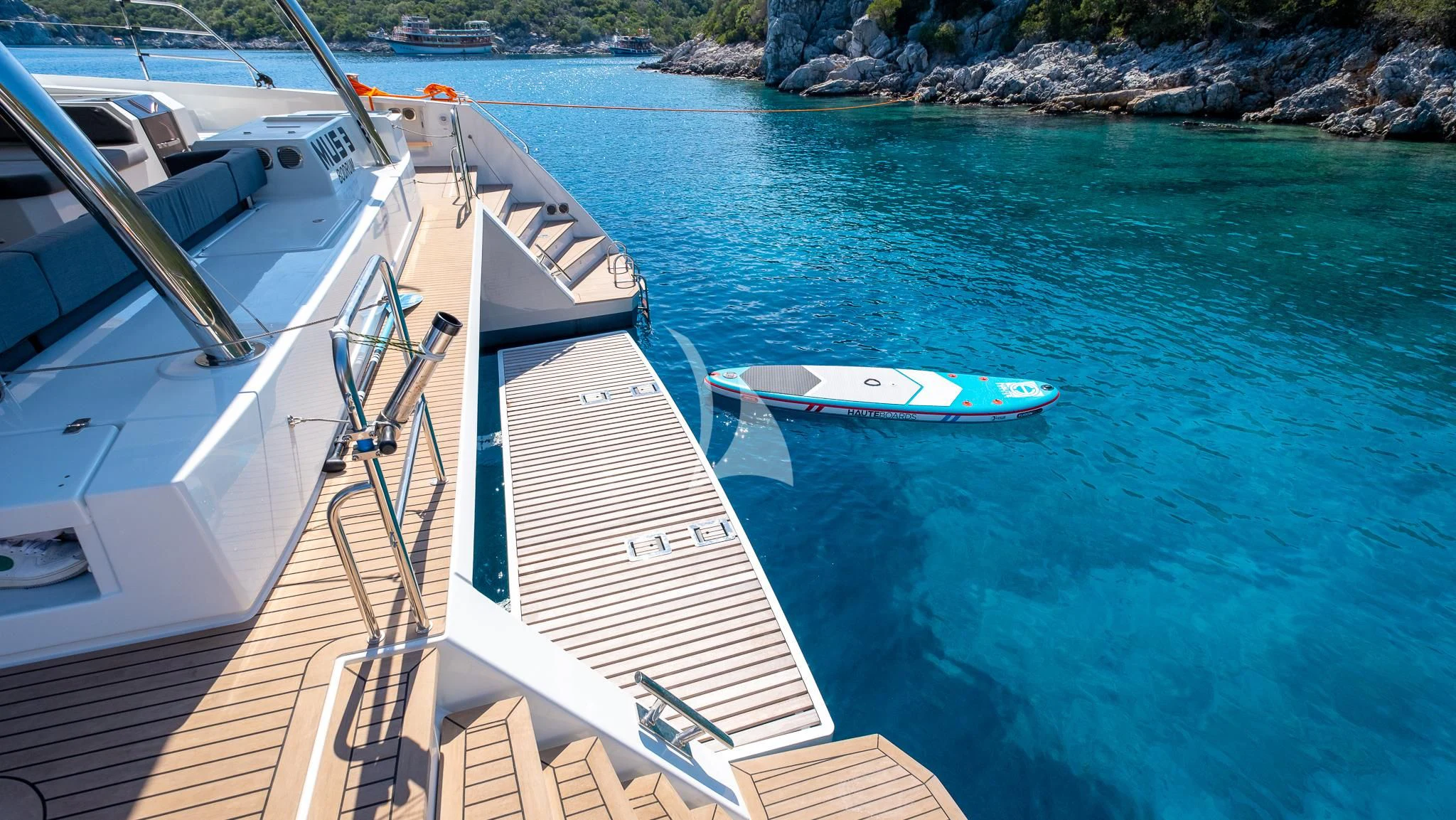 a boat on the water aboard MUS 3 Yacht for Charter