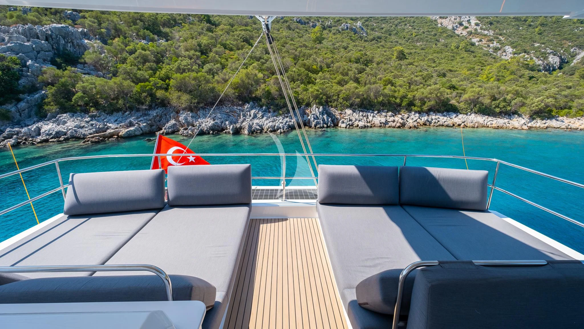 a boat on the water aboard MUS 3 Yacht for Charter