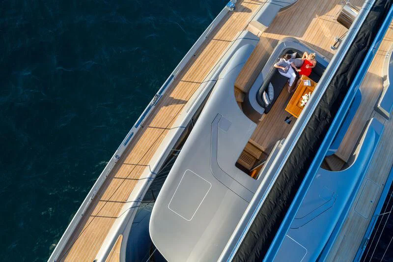 a man and woman on a boat aboard SWAGGER Yacht for Sale