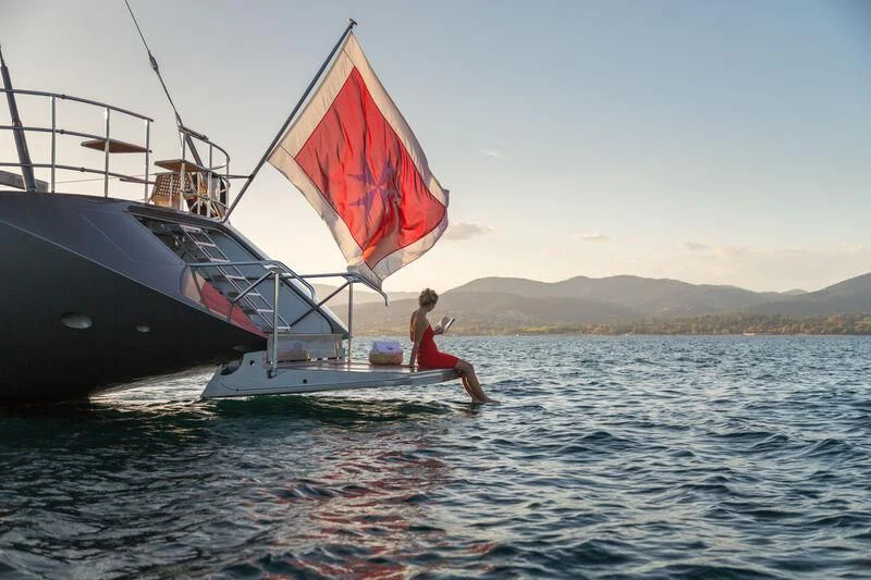 a person running in the water aboard SWAGGER Yacht for Sale