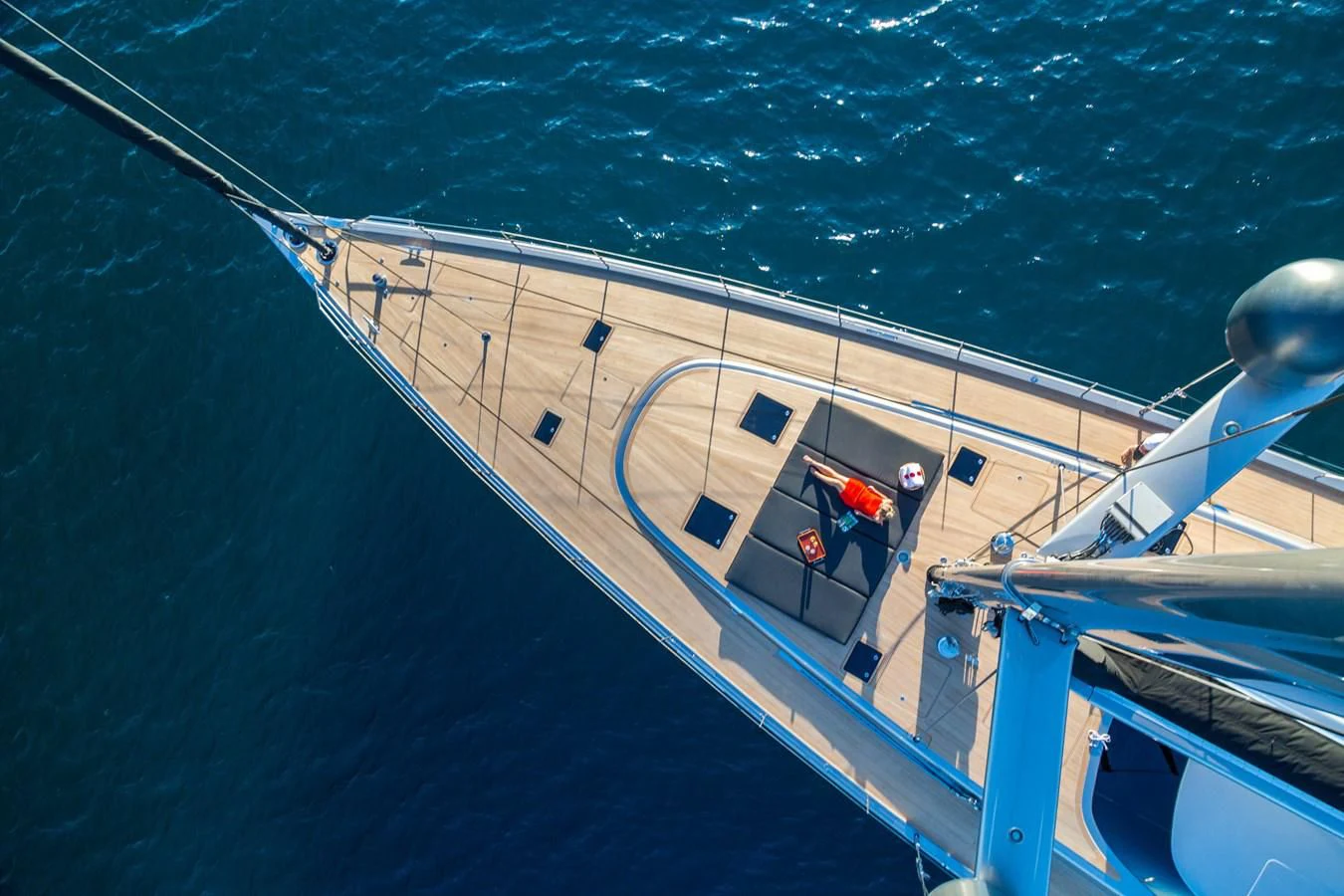 a high angle view of a boat aboard SWAGGER Yacht for Sale