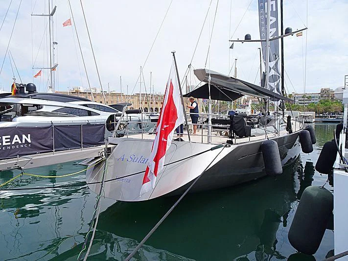 a boat is parked in the water aboard SWAGGER Yacht for Sale