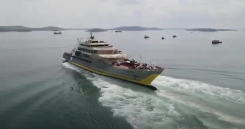 a ship in the water aboard J7 EXPLORER Yacht for Sale