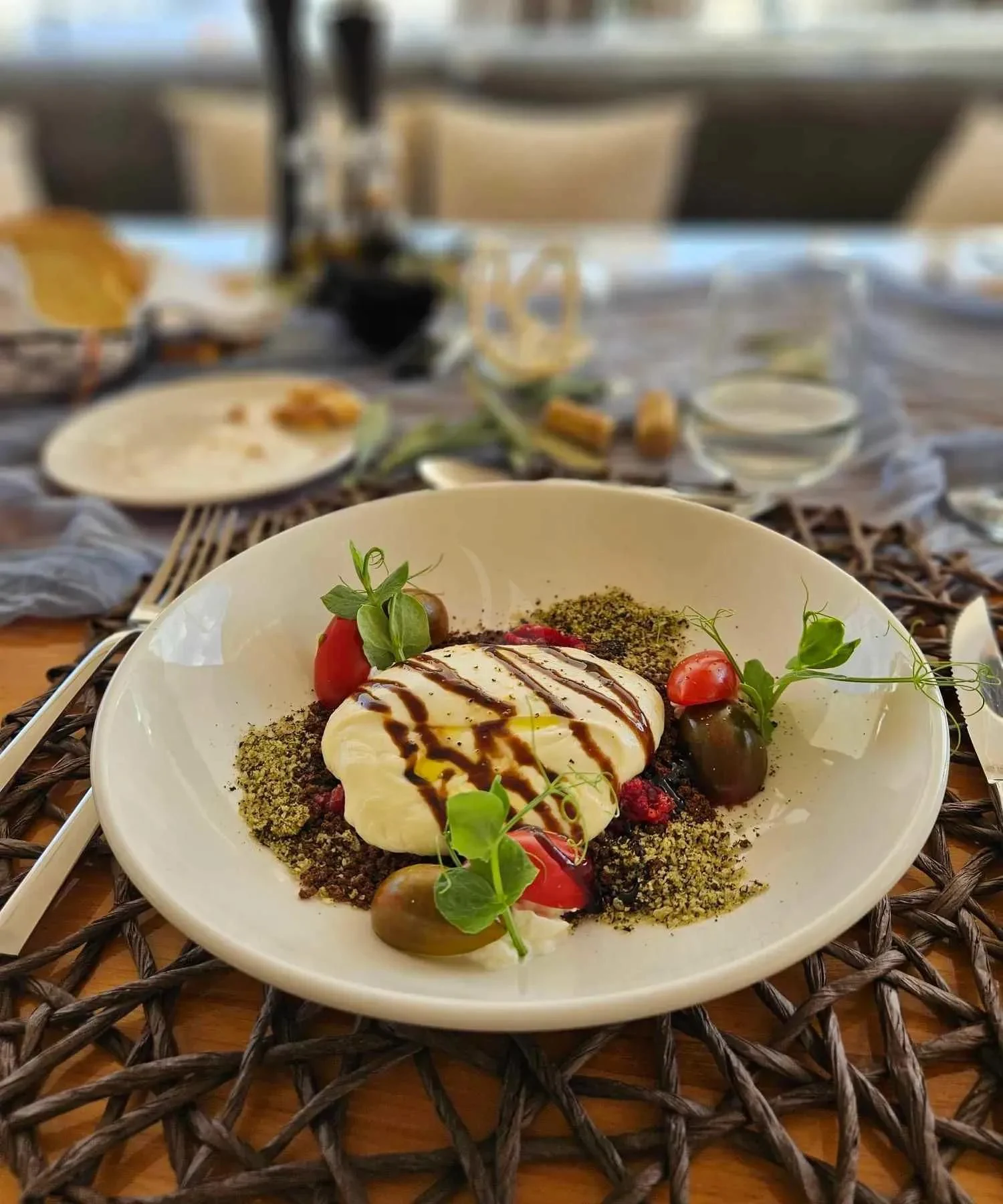 a plate of food aboard MIRAVAL Yacht for Charter