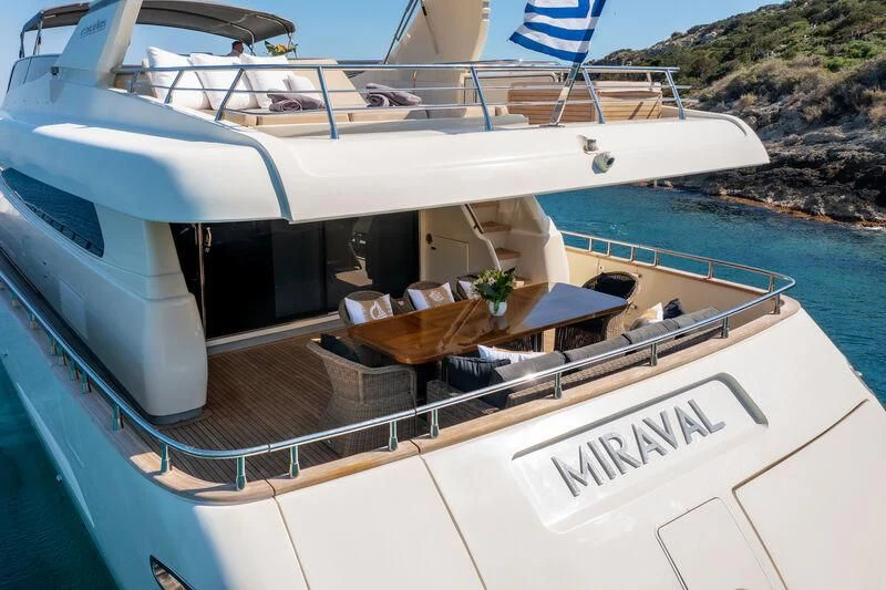 a boat on the water aboard MIRAVAL Yacht for Charter