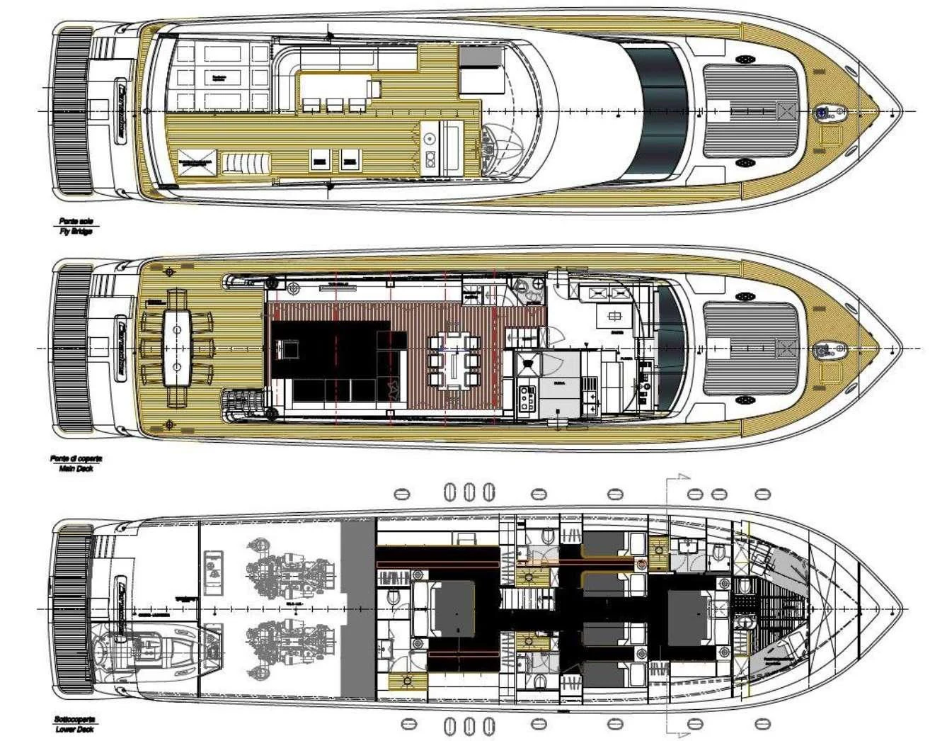 diagram, engineering drawing aboard MIRAVAL Yacht for Charter