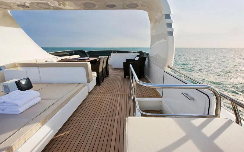 a boat on the water aboard MIRAVAL Yacht for Charter