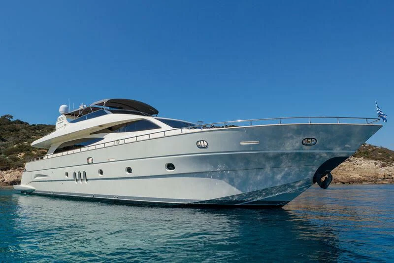a boat in the water aboard MIRAVAL Yacht for Charter