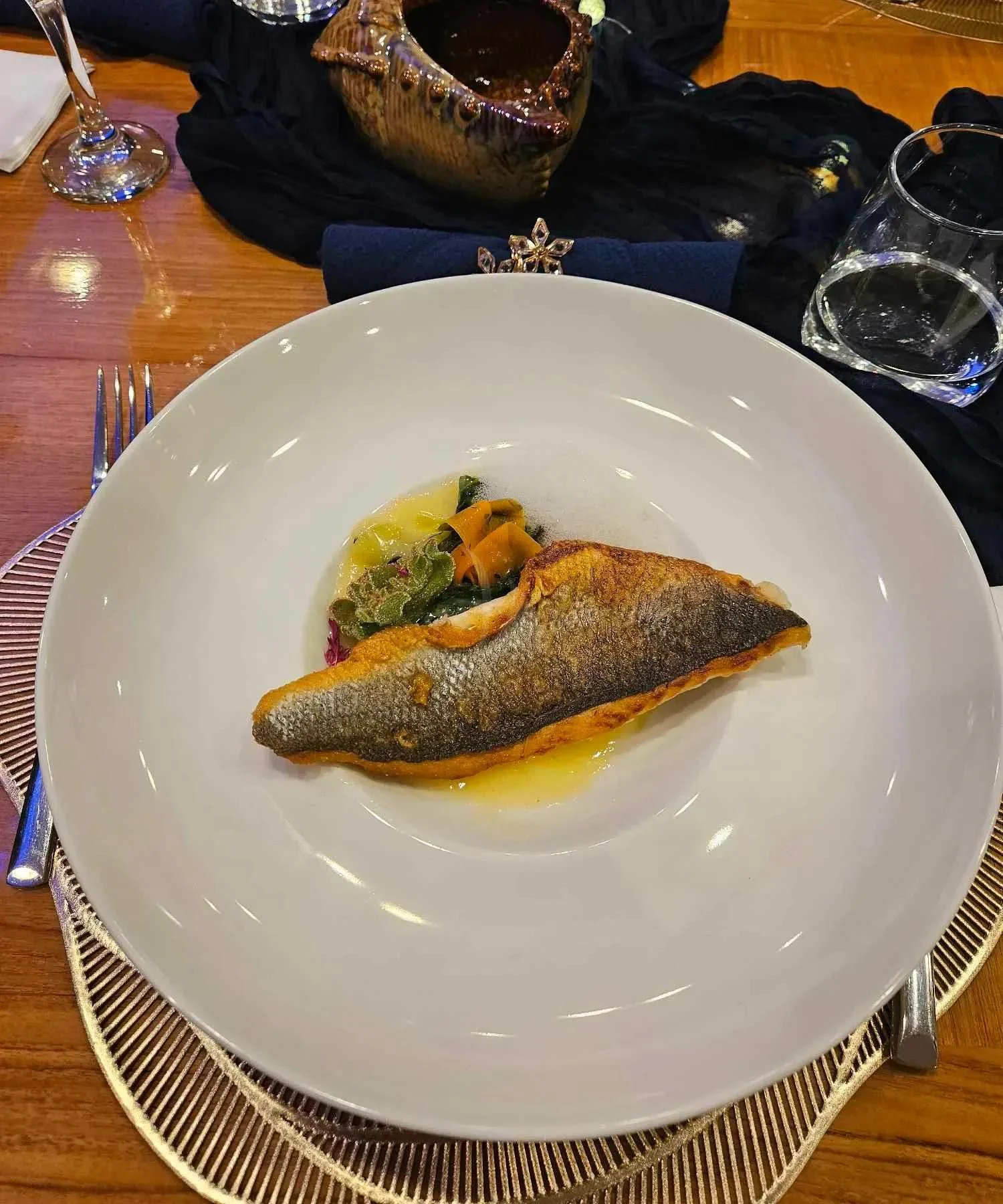 a plate of food aboard MIRAVAL Yacht for Charter