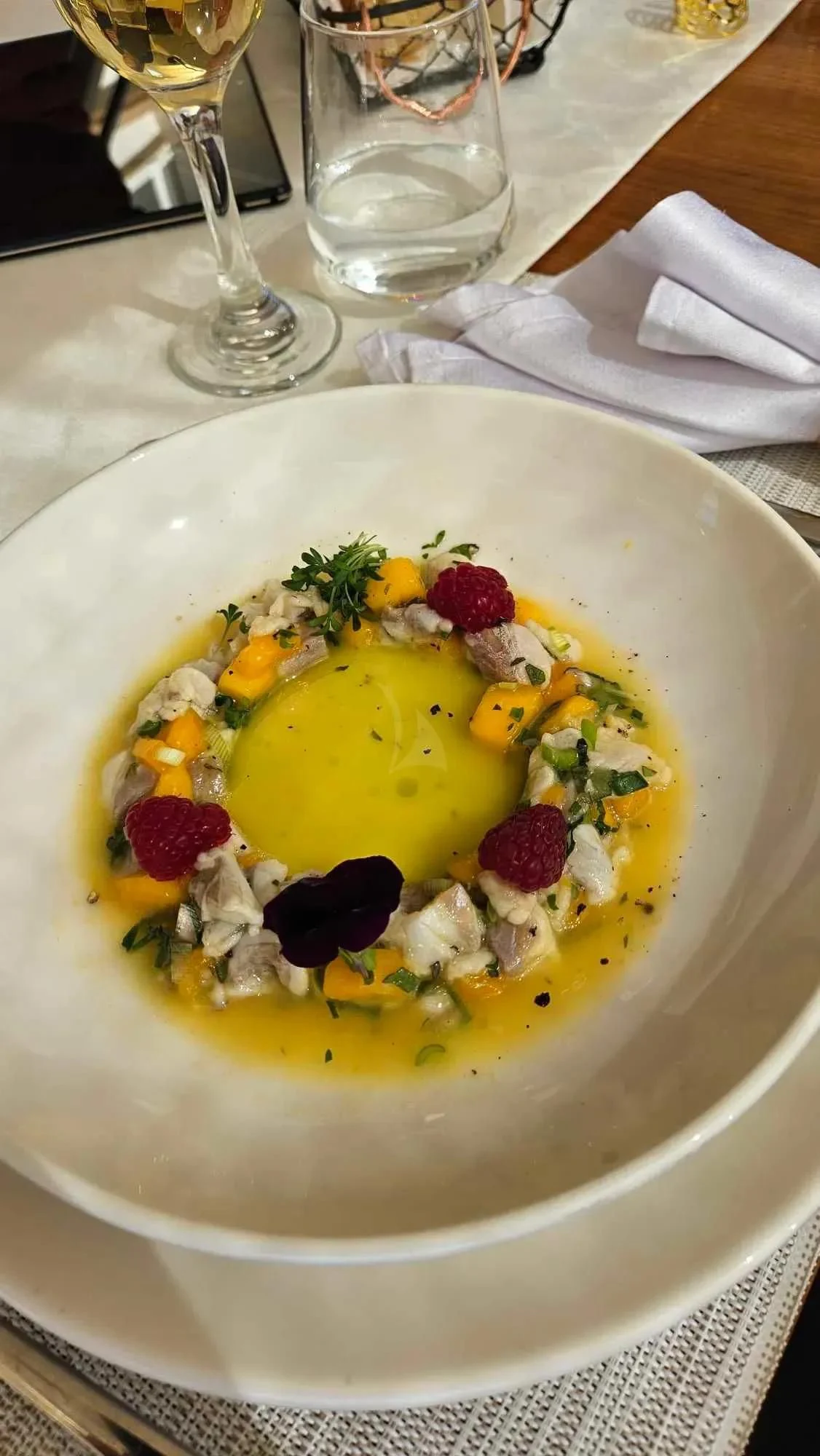 a bowl of food aboard MIRAVAL Yacht for Charter