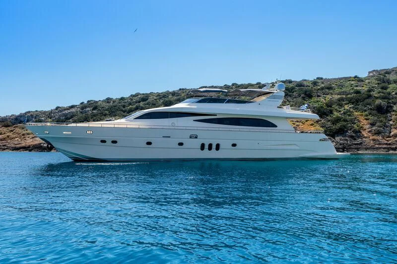 a white yacht in the water aboard MIRAVAL Yacht for Charter