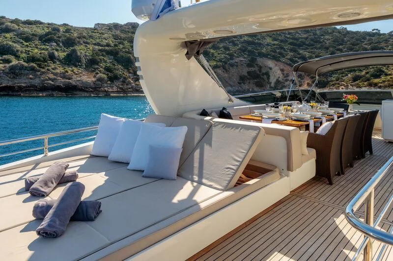 a deck with a large waterfall aboard MIRAVAL Yacht for Charter