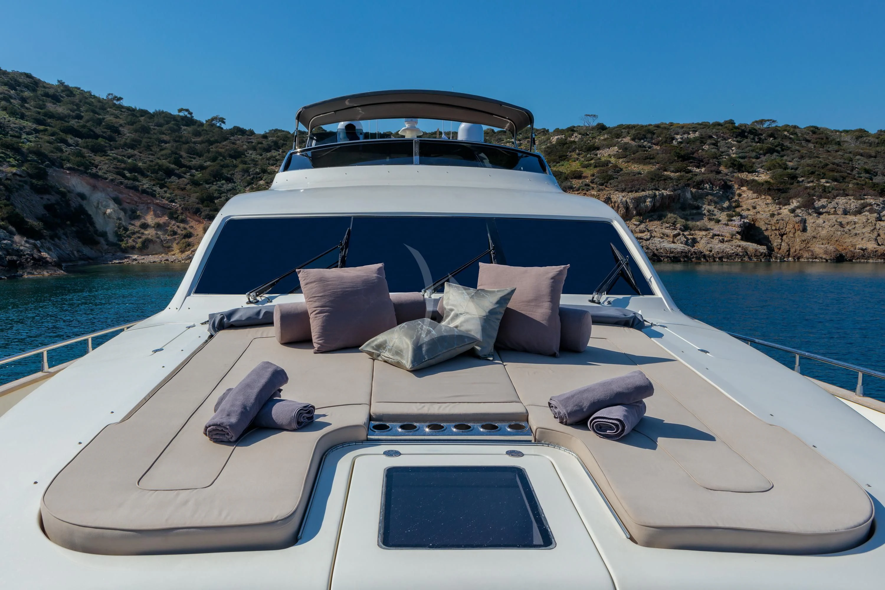 a boat with a towel on it aboard MIRAVAL Yacht for Charter