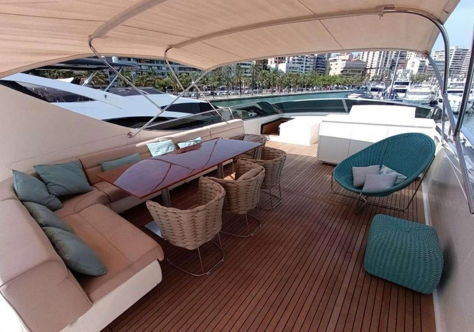 a boat on a deck aboard MIRAVAL Yacht for Charter