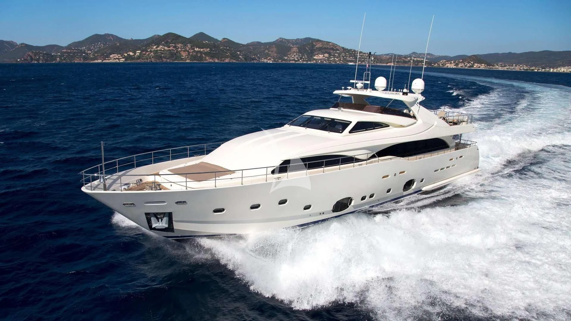 a white yacht on the water aboard ACCEPTUS Yacht for Sale