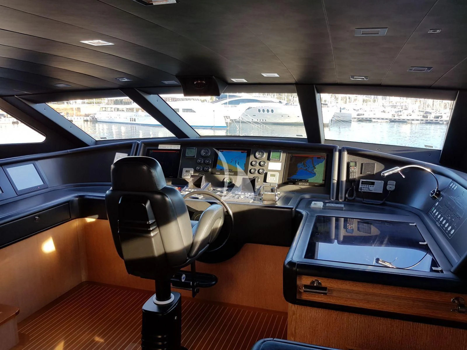 inside of a vehicle aboard ACCEPTUS Yacht for Sale