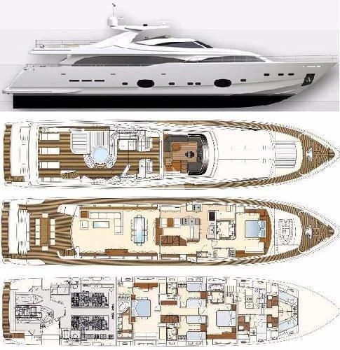 diagram, engineering drawing aboard ACCEPTUS Yacht for Sale
