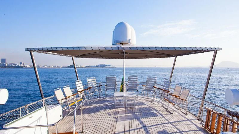 a deck with chairs on it aboard TAMARIND Yacht for Sale