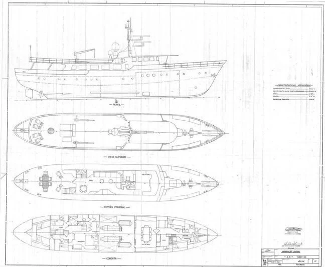 diagram, engineering drawing aboard TAMARIND Yacht for Sale