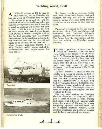 a page of a book aboard TAMARIND Yacht for Sale