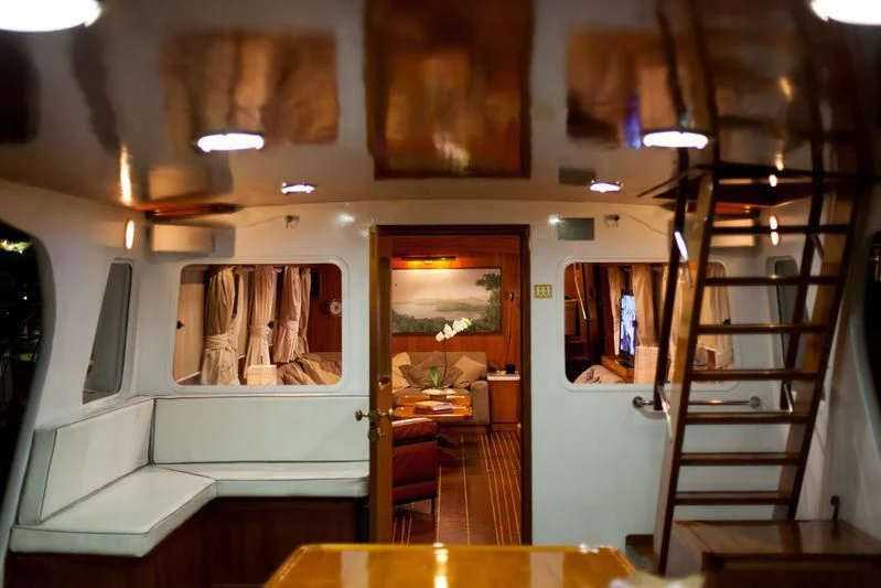 a staircase in a house aboard TAMARIND Yacht for Sale