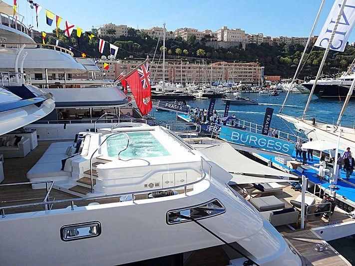 a group of boats are parked in a harbor aboard STARBURST IV Yacht for Charter
