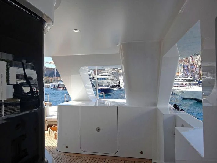 a room with a large window aboard STARBURST IV Yacht for Charter