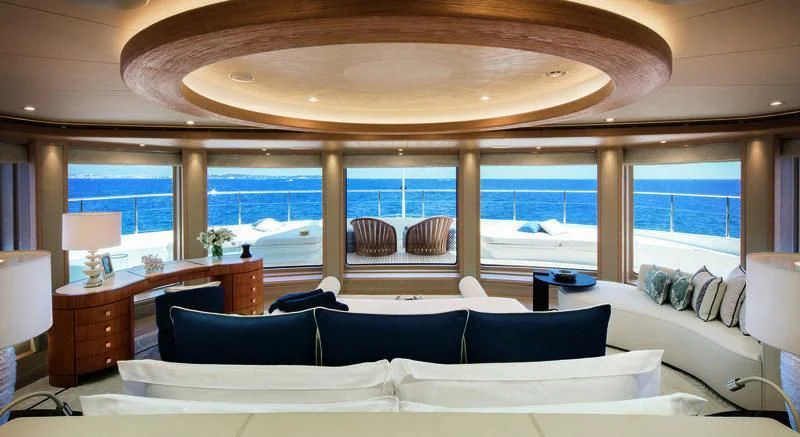 a large room with a large window aboard STARBURST IV Yacht for Charter