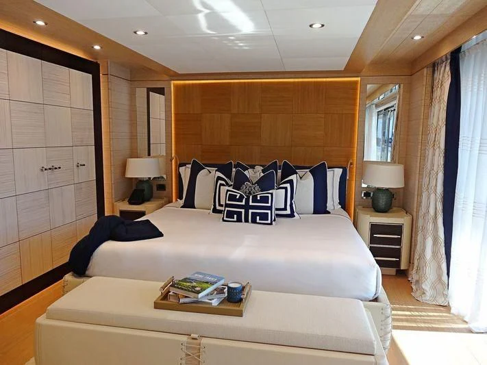 a bed in a room aboard STARBURST IV Yacht for Charter