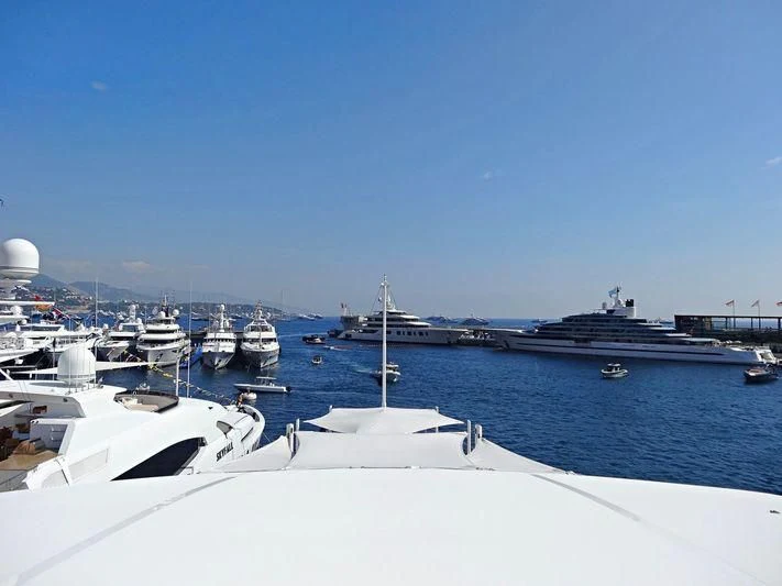 a group of boats in a harbor aboard STARBURST IV Yacht for Charter