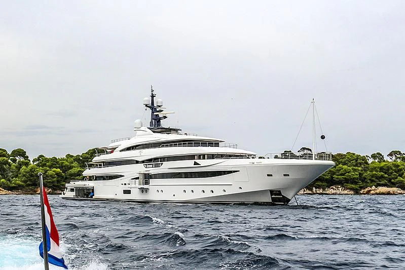 a large white ship in the water aboard STARBURST IV Yacht for Charter