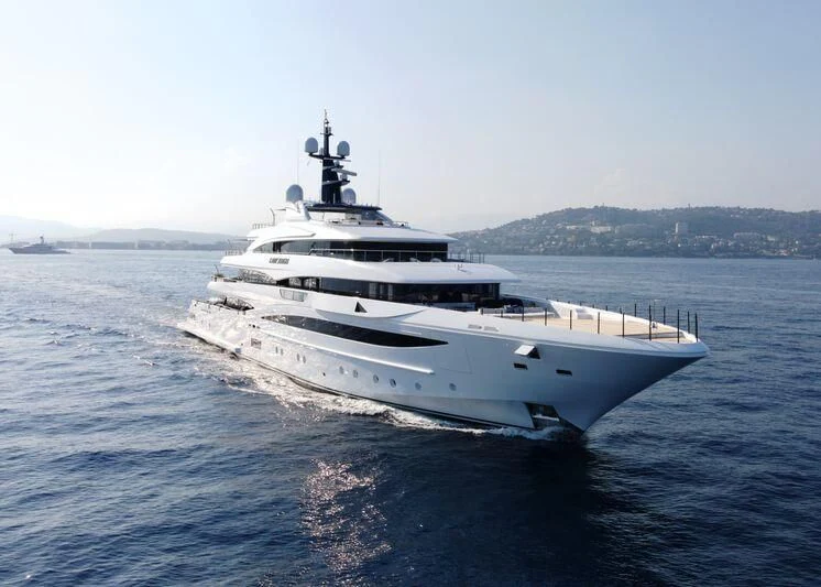 a white yacht in the water aboard STARBURST IV Yacht for Charter