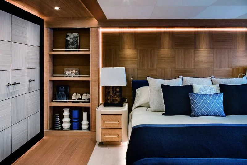 a bed in a room aboard STARBURST IV Yacht for Charter
