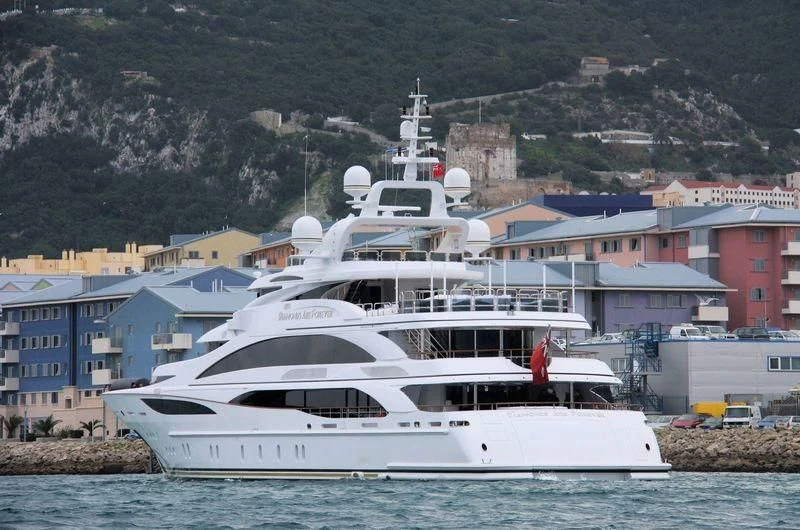 a boat on the water aboard DIAMONDS ARE FOREVER Yacht for Sale