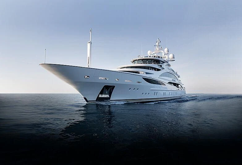 a large white ship in the water aboard DIAMONDS ARE FOREVER Yacht for Sale