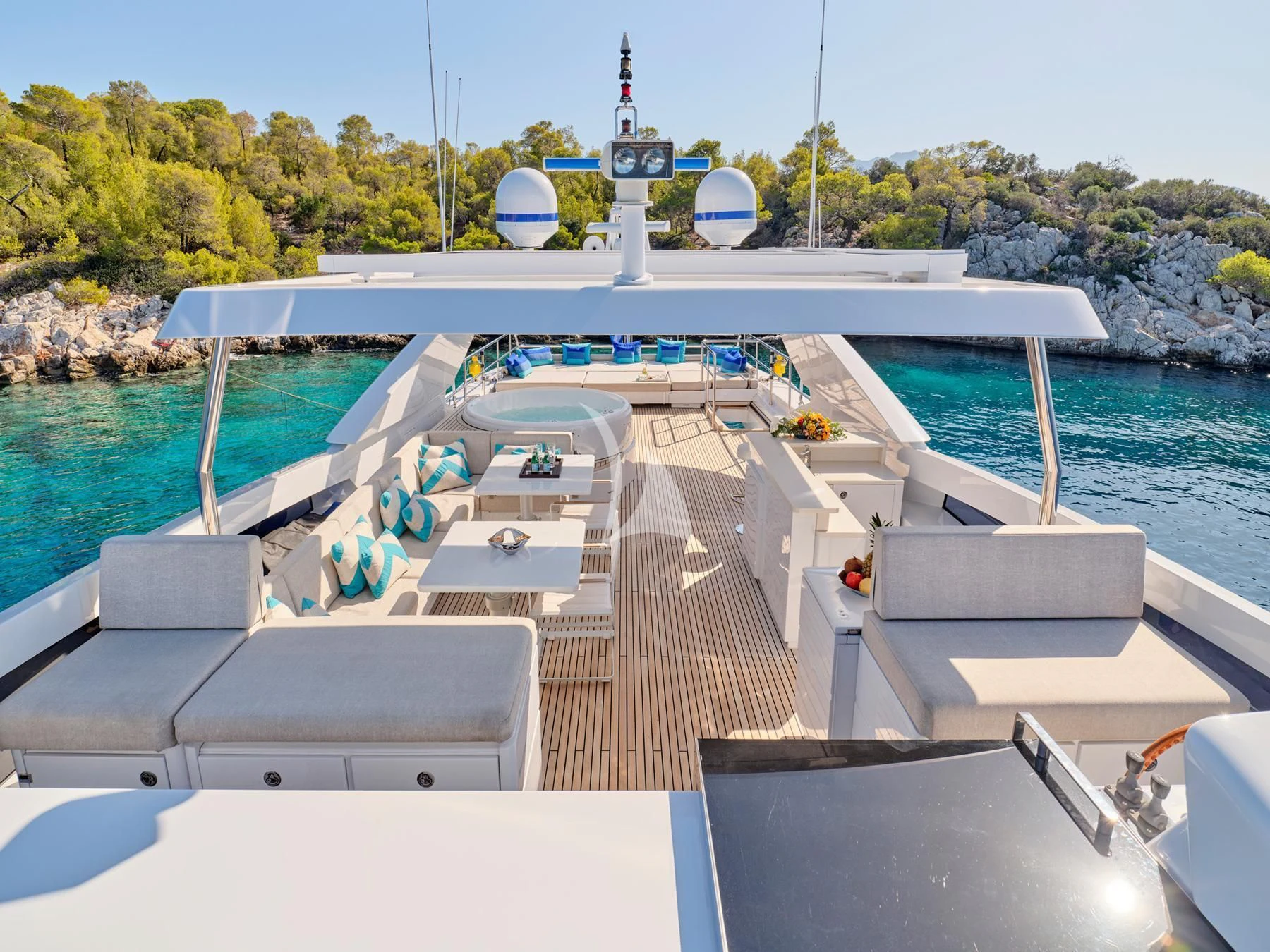 a pool with a slide aboard HAKUNA MATATA Yacht for Charter