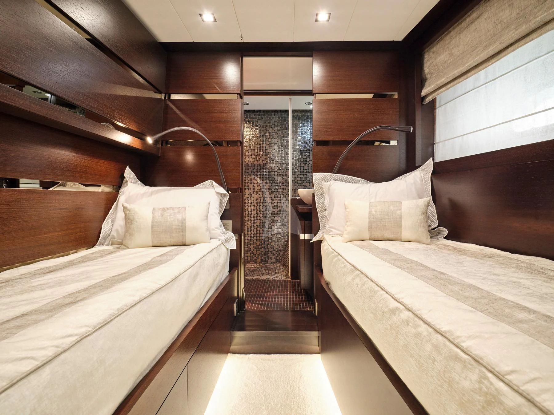 a room with two beds aboard HAKUNA MATATA Yacht for Charter