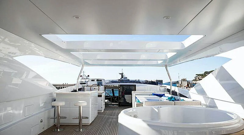 a room with a large white tent aboard HAKUNA MATATA Yacht for Charter