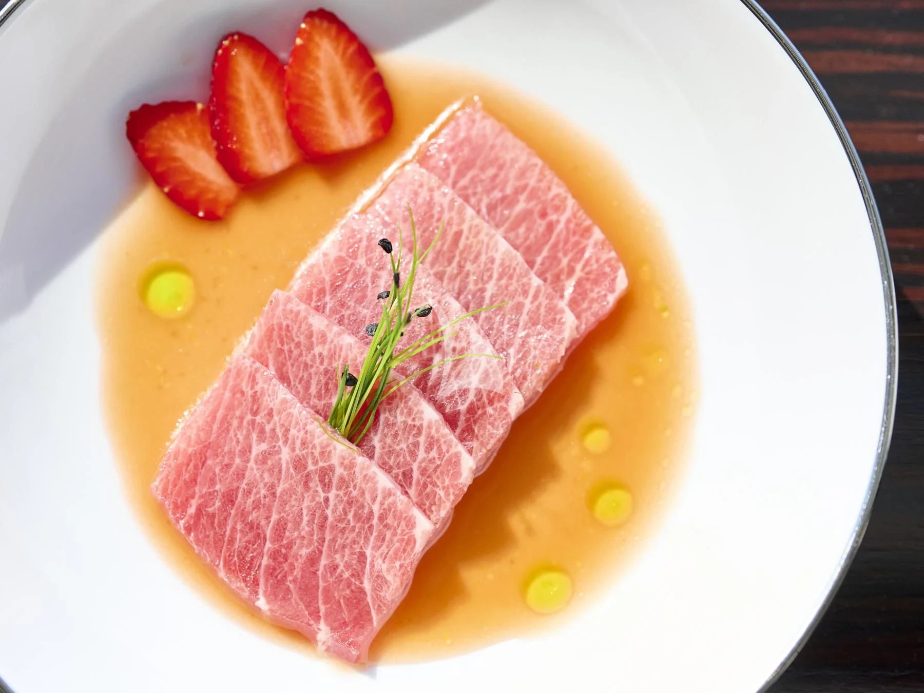 a plate of food aboard HAKUNA MATATA Yacht for Charter