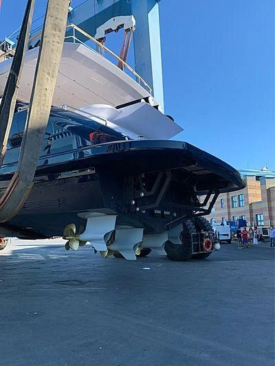 a large metal object with a metal frame aboard ANGIOLA Yacht for Sale