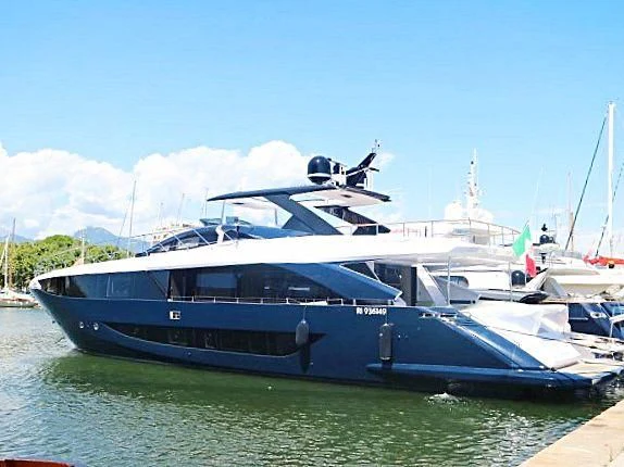 a boat with a helicopter on the top aboard ANGIOLA Yacht for Sale