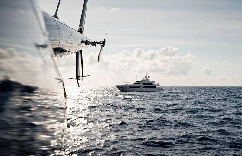 a boat sailing in the sea aboard ARTISA Yacht for Sale