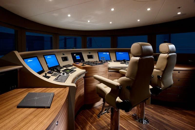 an office with a desk and chairs aboard ARTISA Yacht for Sale