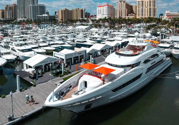 a large group of boats are parked in a harbor aboard ARTISA Yacht for Sale