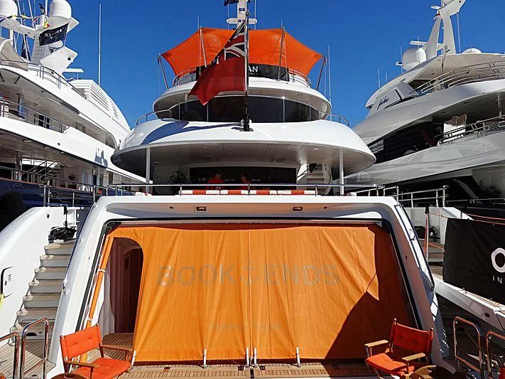 a boat docked at a pier aboard ARTISA Yacht for Sale