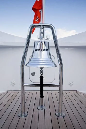 a metal trophy on a deck aboard ARTISA Yacht for Sale
