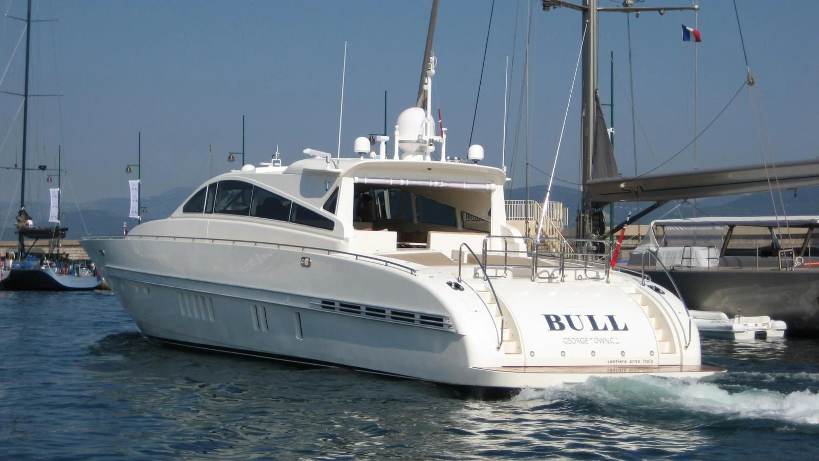 a white yacht in the water aboard MAZAG Yacht for Sale