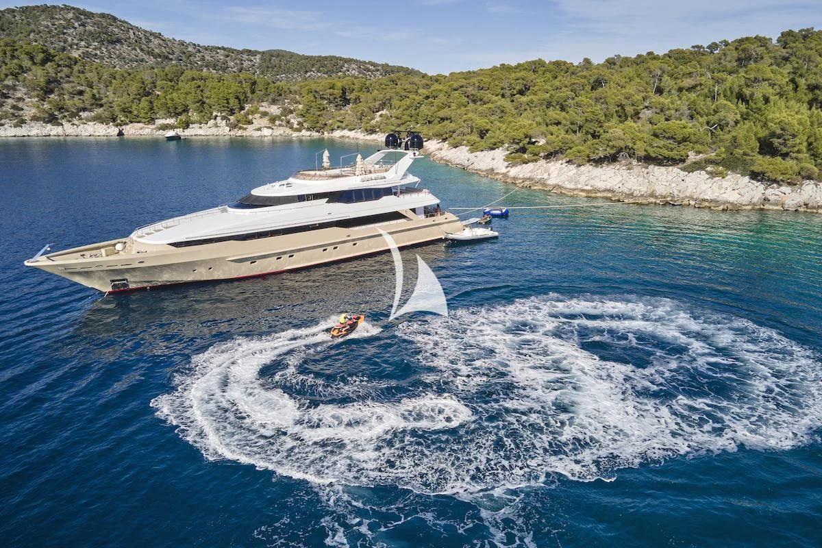 a boat on the water aboard PROMETHEUS I Yacht for Charter