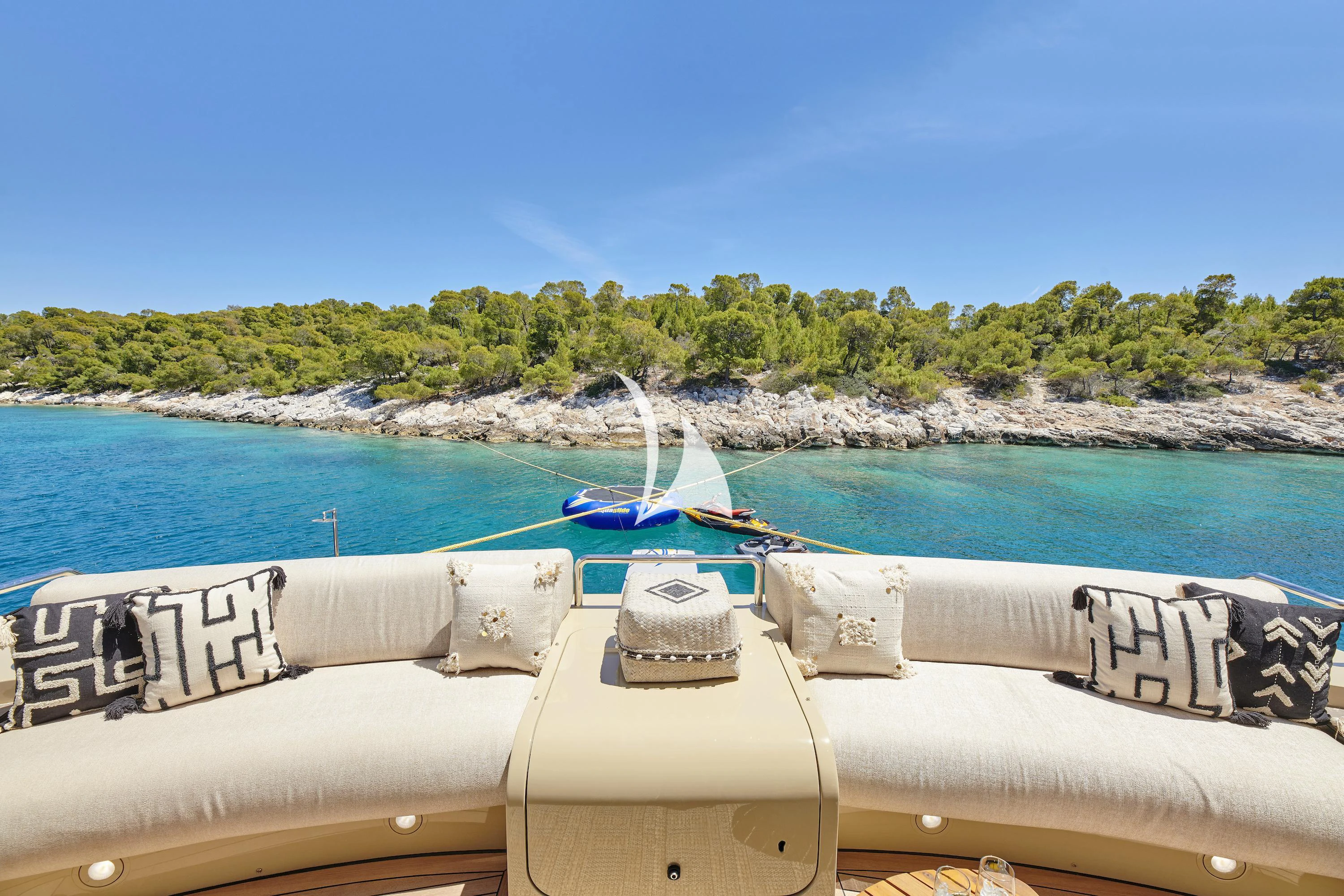 a boat on the water aboard PROMETHEUS I Yacht for Charter