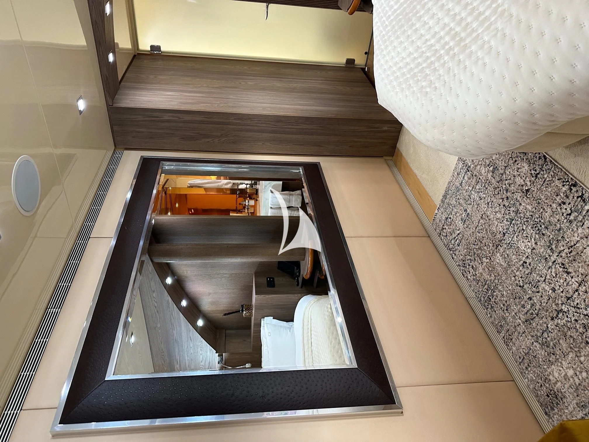 a mirror on a wall aboard PROMETHEUS I Yacht for Charter
